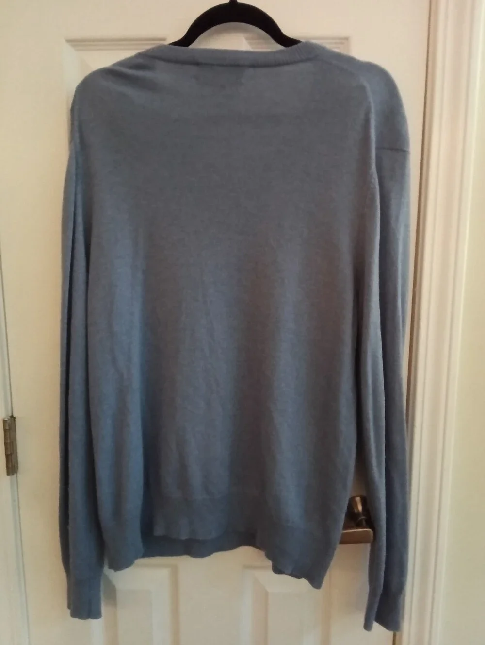 Qi New York Cashmere/Wool Men's Blue V-Neck Sweater
